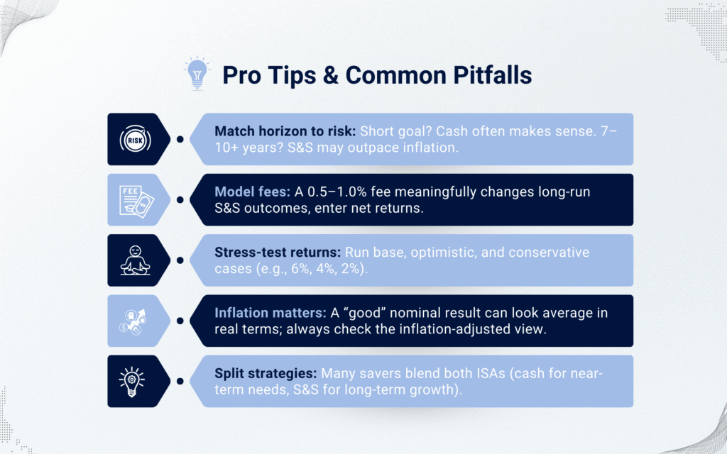 Pro tips fro ISA Planning for Cash ISA vs Stocks & Shares ISA Comparison Calculator